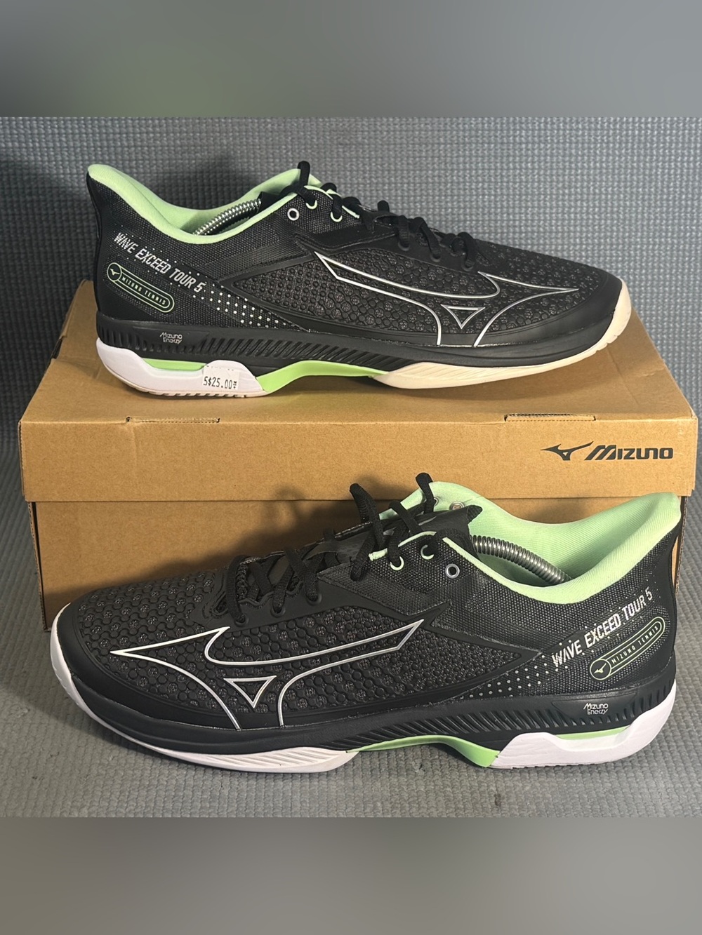 Mizuno Wave Exceed Tour 5 AC Tennis Shoes Black/Green Men’s Size 12 New